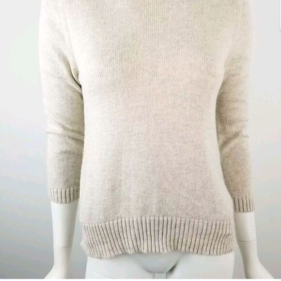 Zara Knit Beige 3/4 Sleeve Bow Back Angora Blend Sweater Womens Size Medium  - Picture 4 of 8